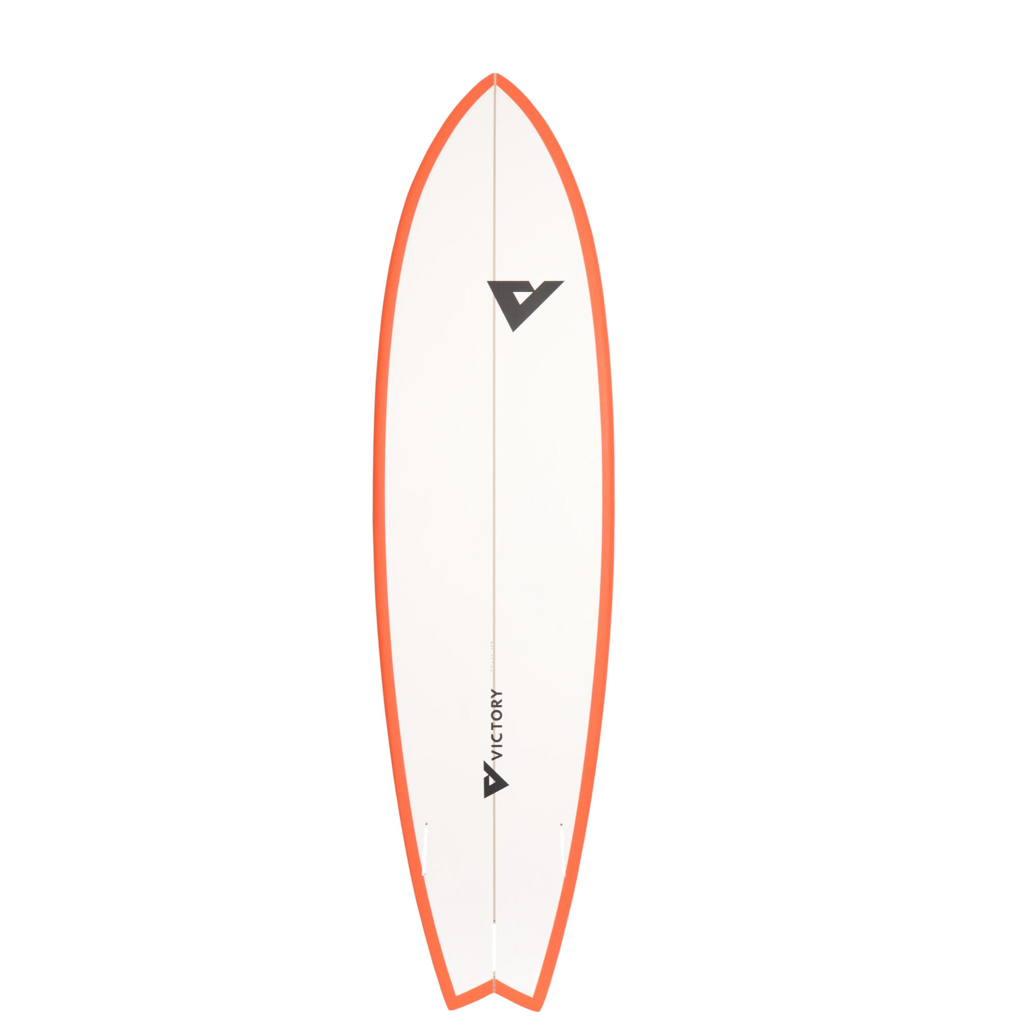 Victory Surfboards - Long Fish 7'2 - Epoxy - Futures - Matte Orange / White 2/5