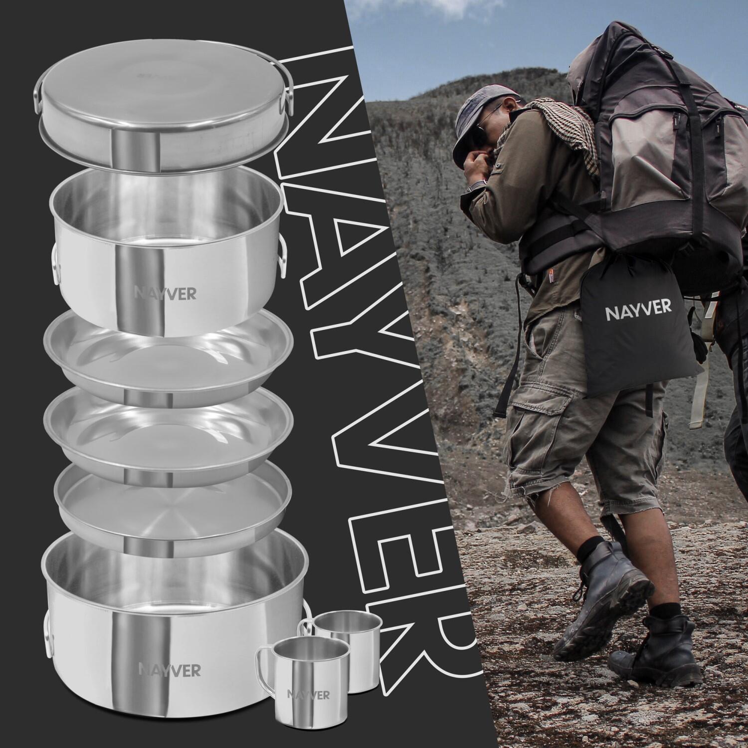NAYVER Outdoor Kochset Töpfe Pfannen Becher 3/3