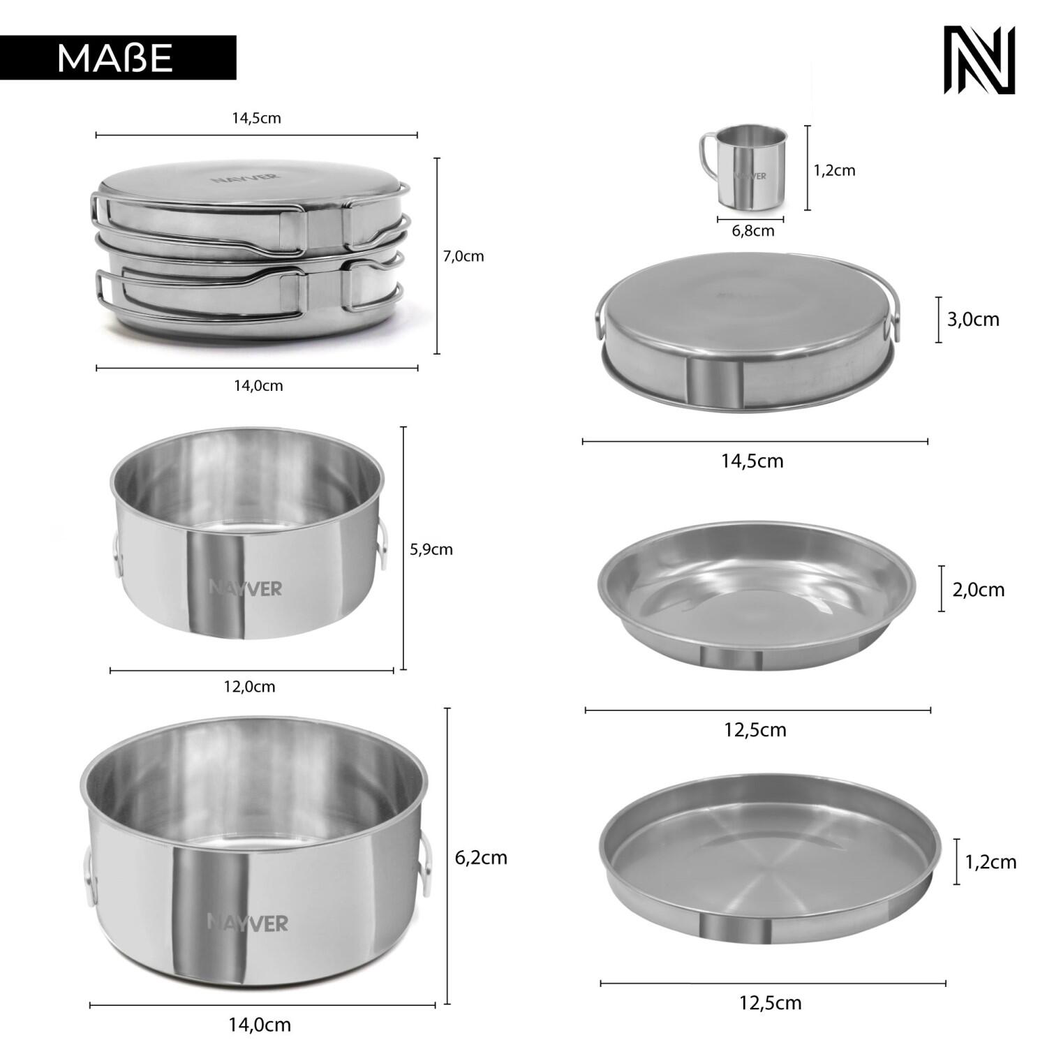 NAYVER Outdoor Kochset Töpfe Pfannen Becher 2/3