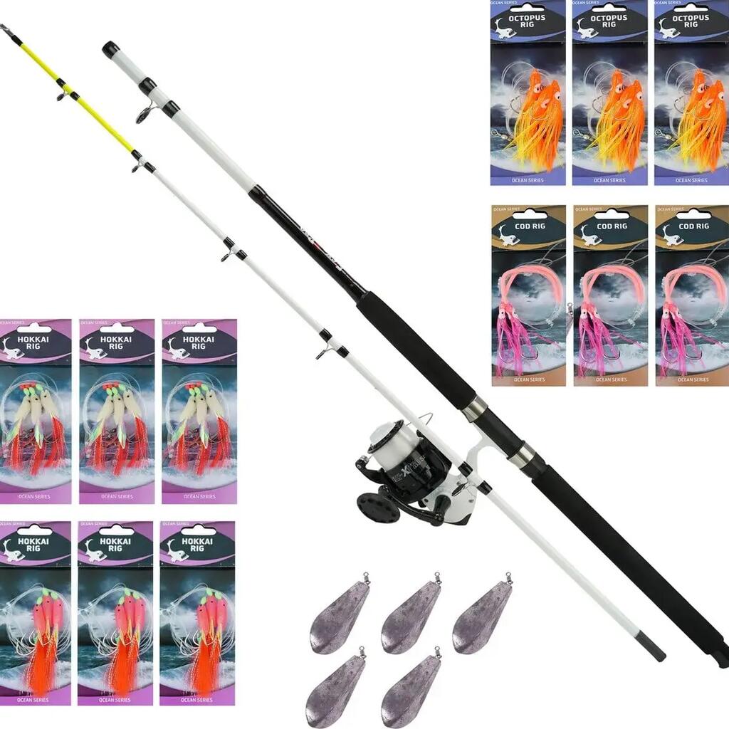 North Sea Boat Fishing Set - Rod, Reel, Rigs and Leads - 19 Pieces