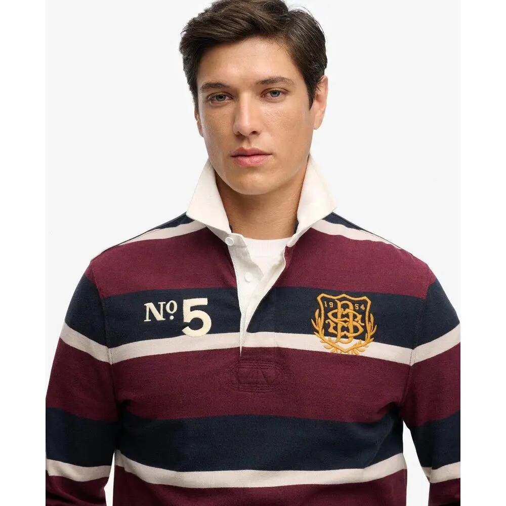 Gestreept polo met lange mouwen dubbele embleem Superdry Rugby 3/4