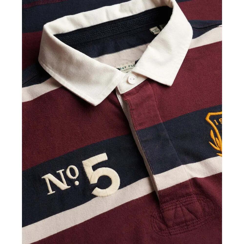 Polo manches longues double emblème à rayures Superdry Rugby 4/4