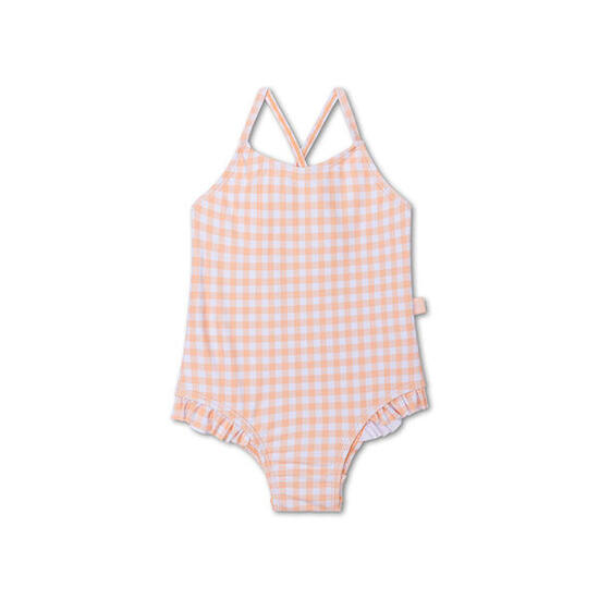 Maillot de bain fille - orange/blanc - Sunset Grid - 62/68