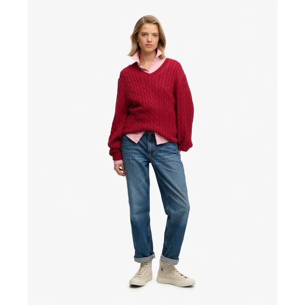 Pullover con scollo a V oversize donna Superdry 2/5
