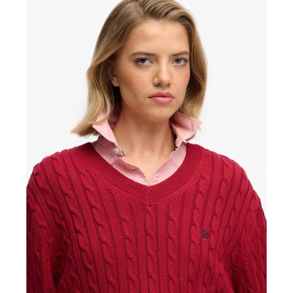 Pull à câbles Col V oversize femme Superdry 5/5