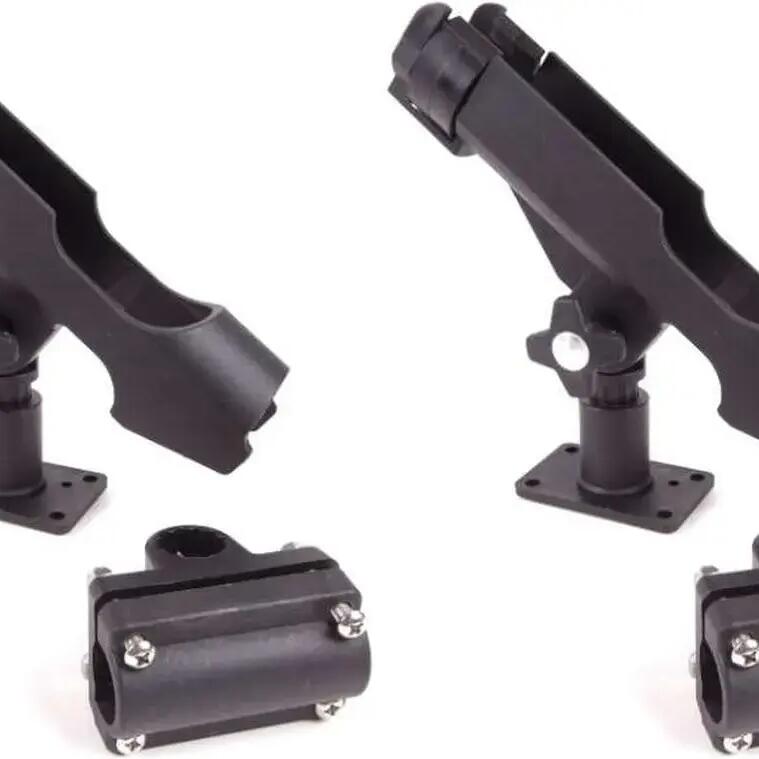 2 ABS Boat Rod Holders - Universal Clamp - Black