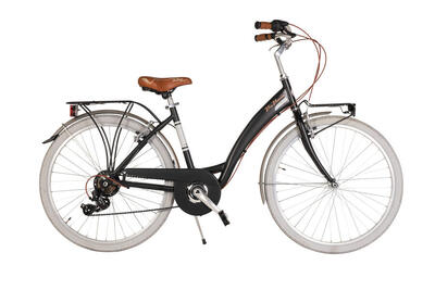 Via Veneto Bici City Bike Nuvò Donna 26" 6V Nero Polvere di Caffè (Opaco)