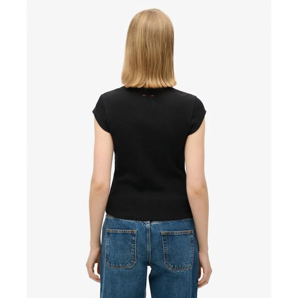 V-Ausschnitt T-Shirt mit Spitzenrand für Frauen Superdry Essential 3/6