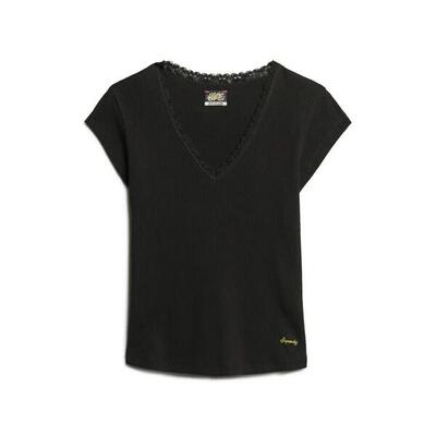 V-hals t-shirt met kant voor vrouwen superdry essential