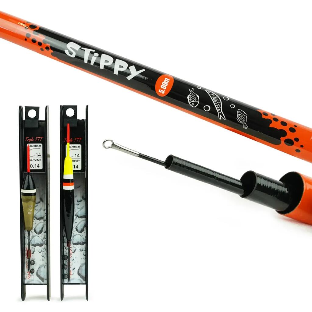 Telescopic Pole Fishing Set 5 m - 2 Rigs, Floats, Hooks and Tackle Box