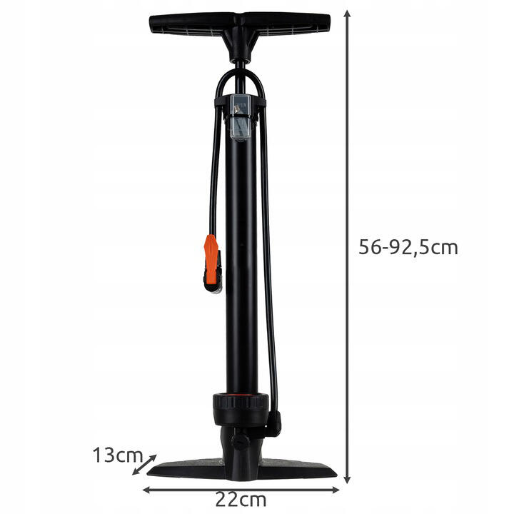 Pompa de picior cu manometru,16 bar / 230 PSI, 3 capete, 22 x 13 x 56-92.5 cm