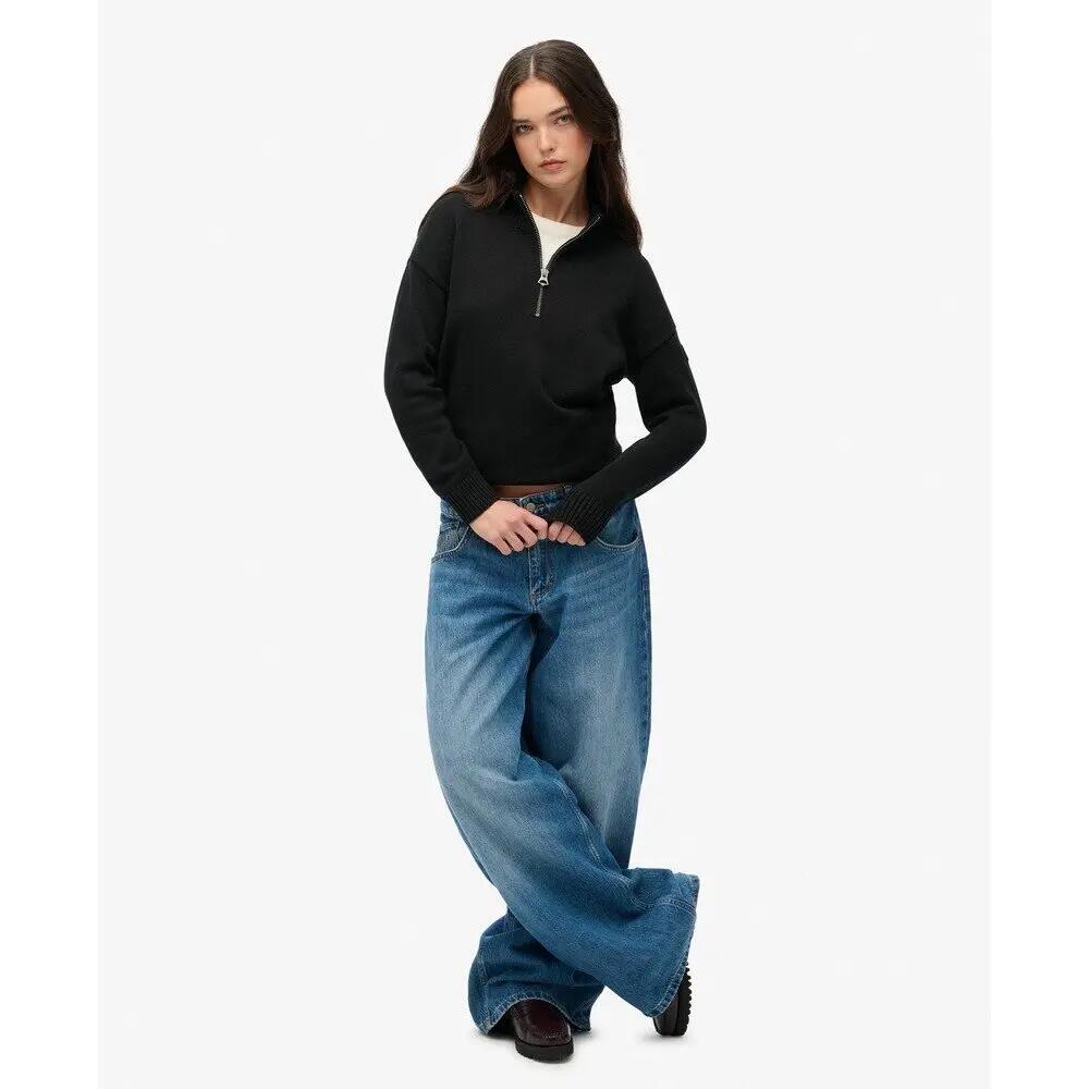 Vrouwelijke oversized half-zip trui met truckerkraag Superdry 3/6