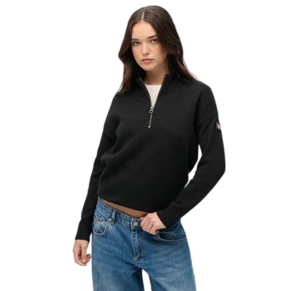 Vrouwelijke oversized half-zip trui met truckerkraag Superdry 2/6