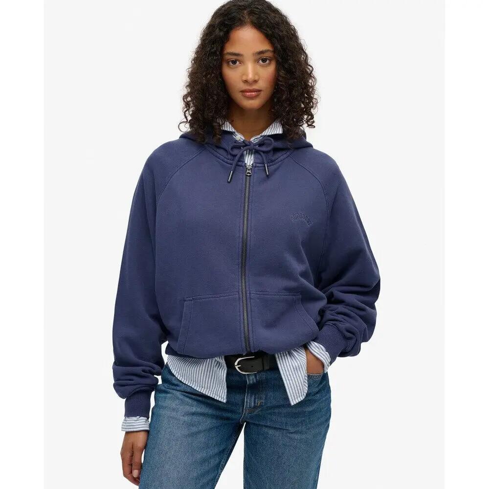 Sweatshirt à capuche zippé et logo teint en pièce femme Superdry Essential 3/7