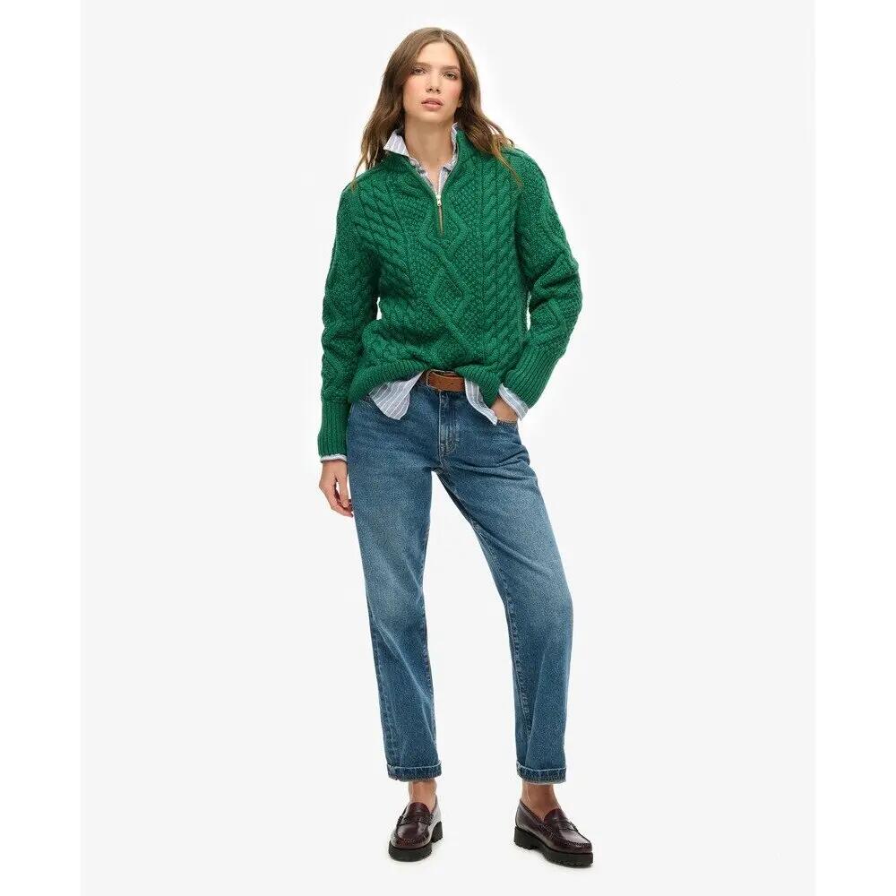 Pull col zippé torsadé femme Superdry Aran 2/5