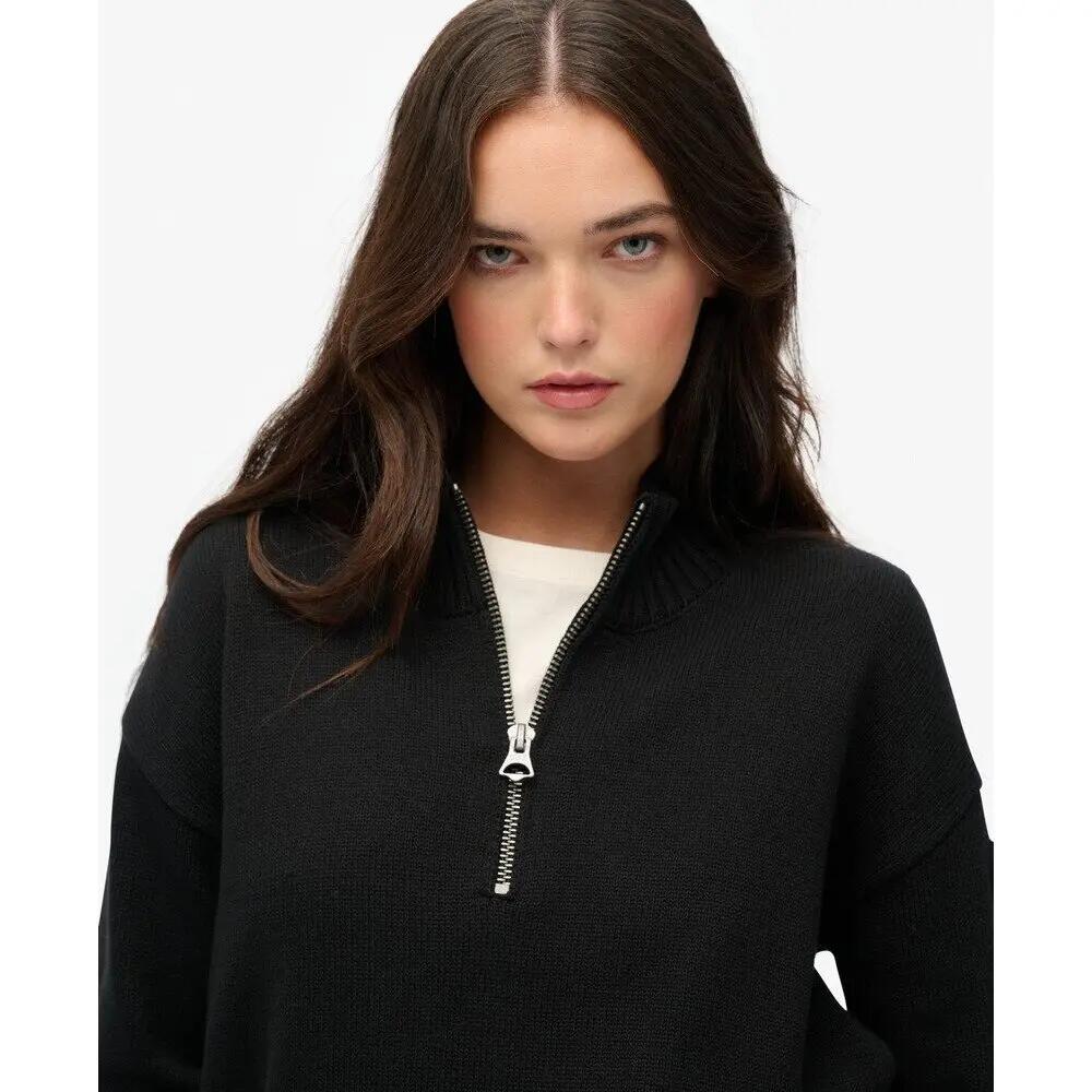 Vrouwelijke oversized half-zip trui met truckerkraag Superdry 5/6