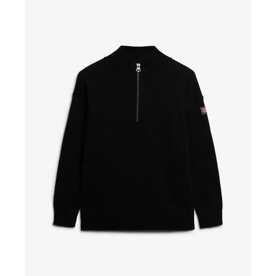 Vrouwelijke oversized half-zip trui met truckerkraag Superdry
