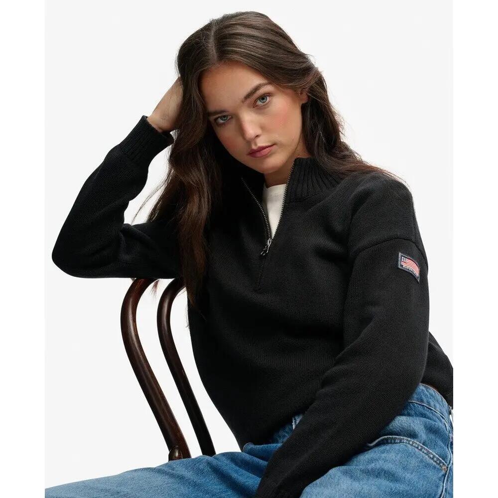 Vrouwelijke oversized half-zip trui met truckerkraag Superdry 6/6