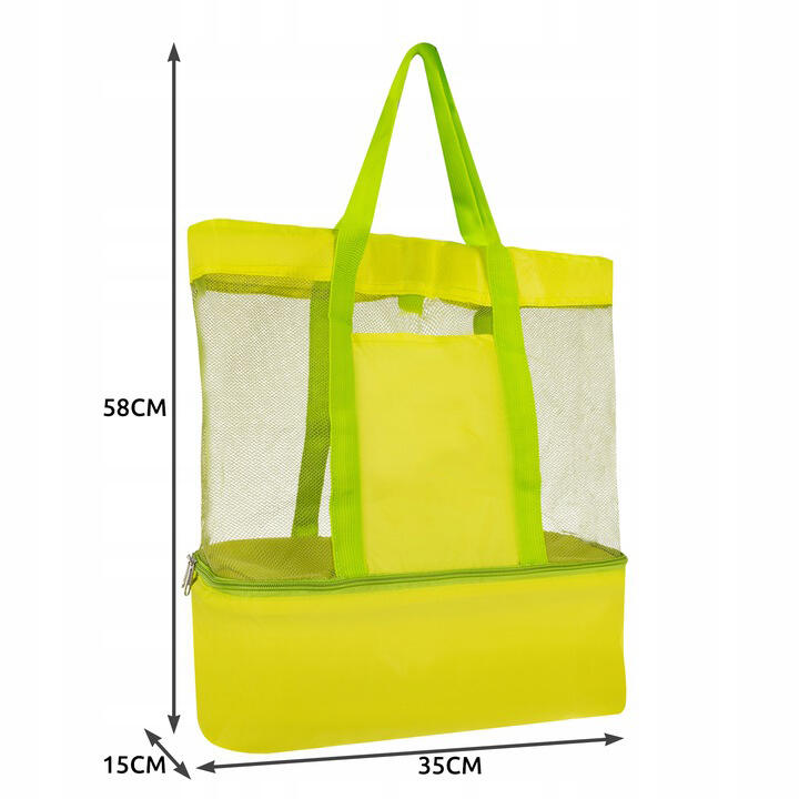 Geanta pentru plaja, 2 in 1, cu strat termoizolant, 20 l, 58x15x35 cm, verde