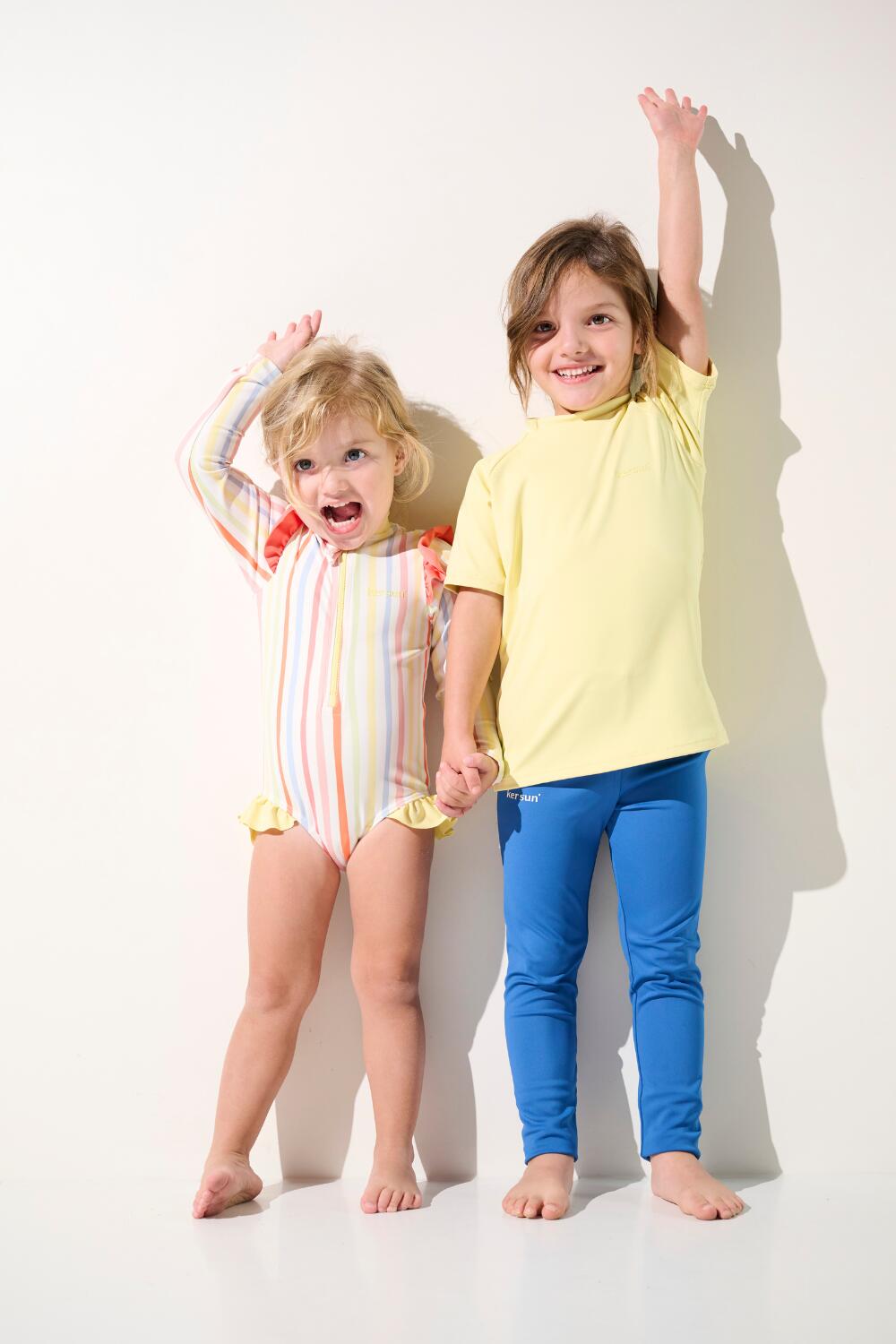 Maillot de bain 1 pièce manches longues anti-UV fille Multicolore, Flores 5/5