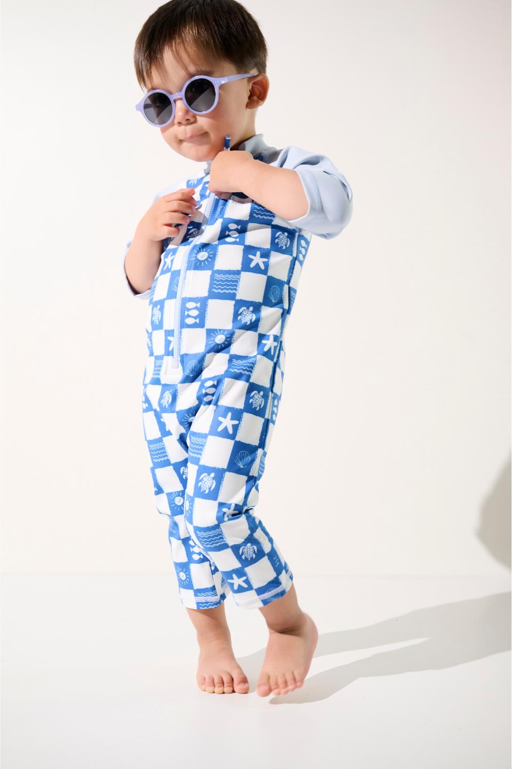 Combinaison de bain manches courtes anti-UV Enfant (2-4 ans) Bleu, Pacific 4/5