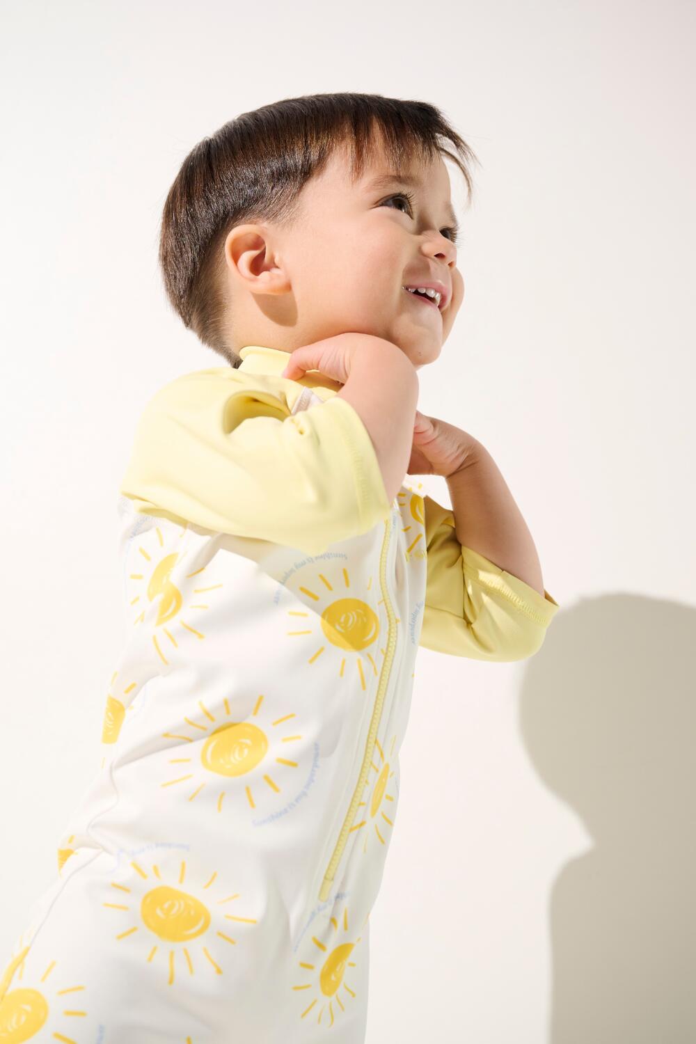 Combinaison de bain manches courtes anti-UV Enfant (2-4 ans) Jaune, Pacific 6/7