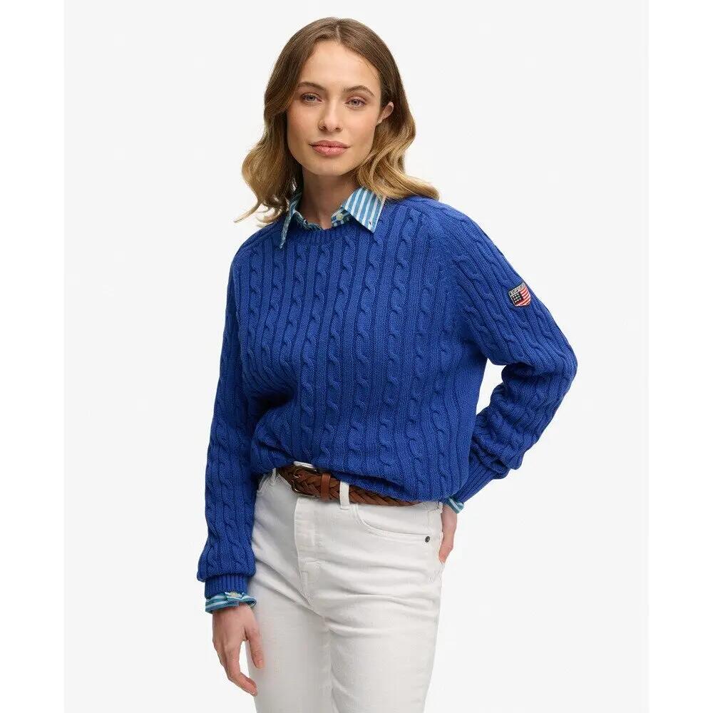 Sweater de malha torcida casual feminina Superdry 2/5