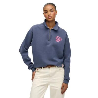 Dames sweatshirt met halve rits superdry sd&co neon