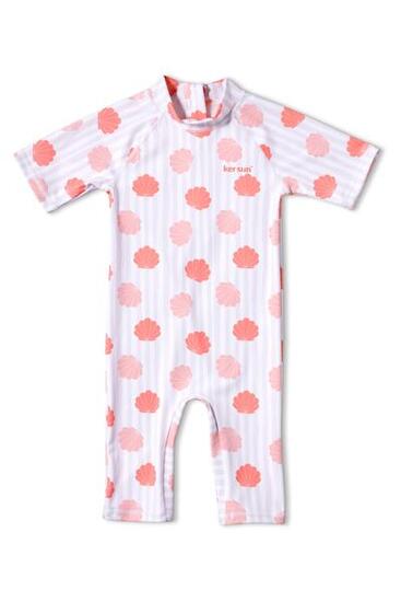 Combinaison de bain anti-UV manches courtes Bébé (6-18 mois) Rose, Pacific