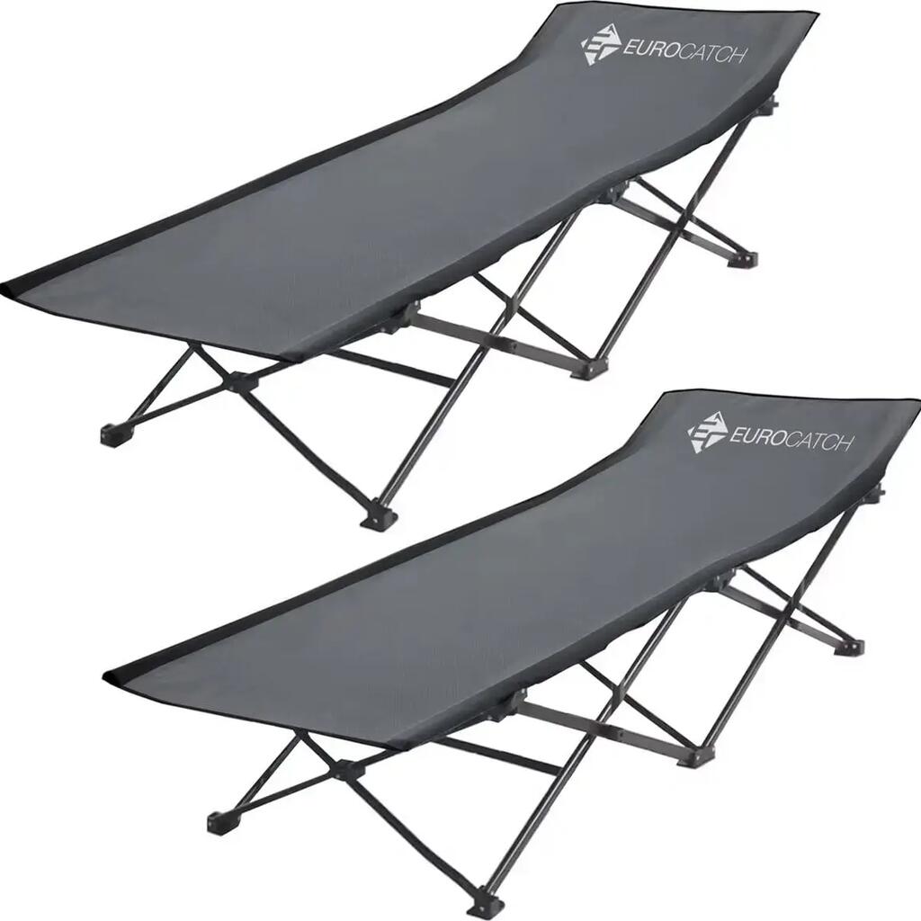 Foldable Camp Bed 2 Pieces - Festival Bed - Camping Bed - Grey