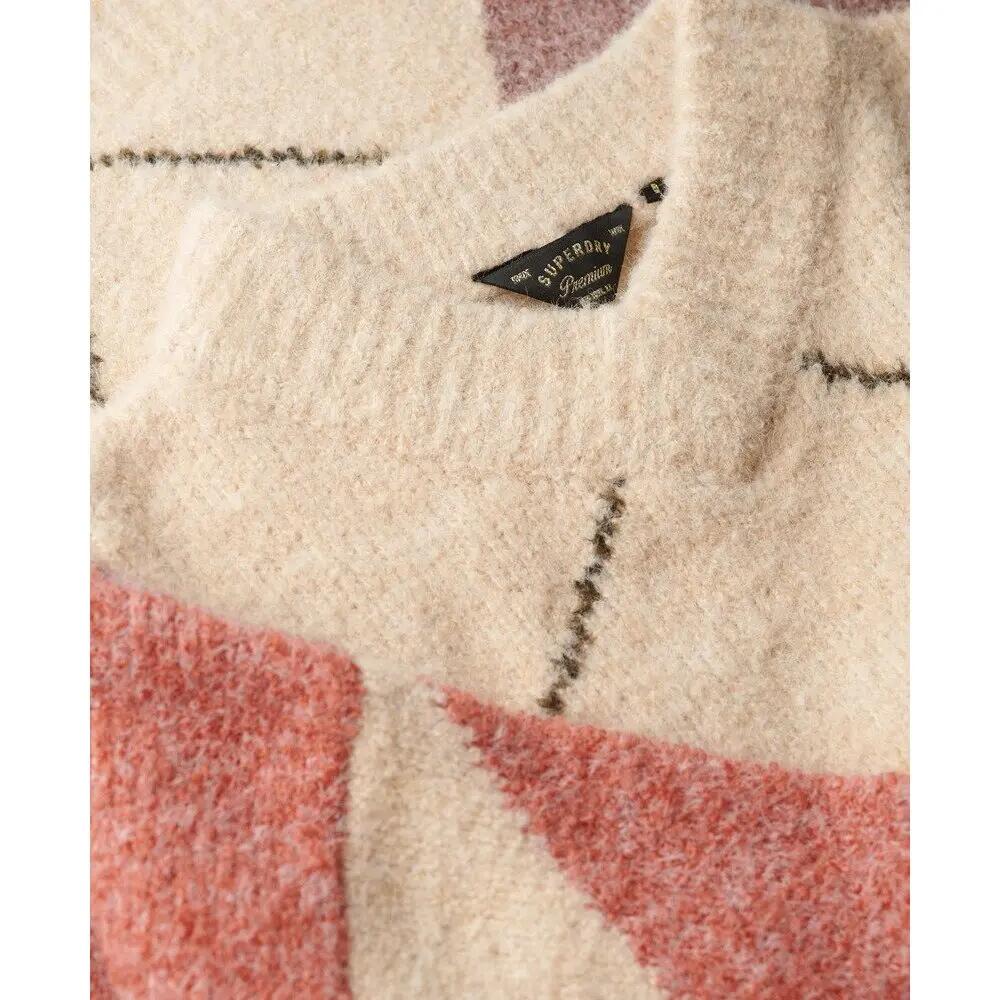 Women's oversized V-neck pullover with diamond pattern Superdry 2/2
