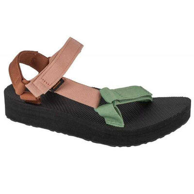 Dames midform universal platform sandalen (klei/sage/zwart)