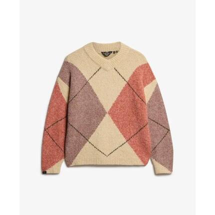 Pull oversize à col V et motif losanges femme Superdry