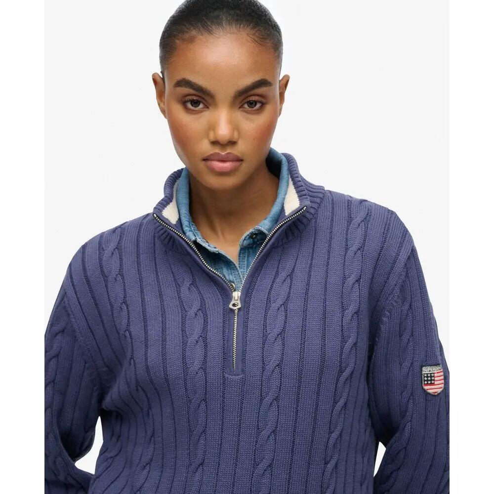 Pull à demi-zip en maille torsadée décontracté femme Superdry 5/5