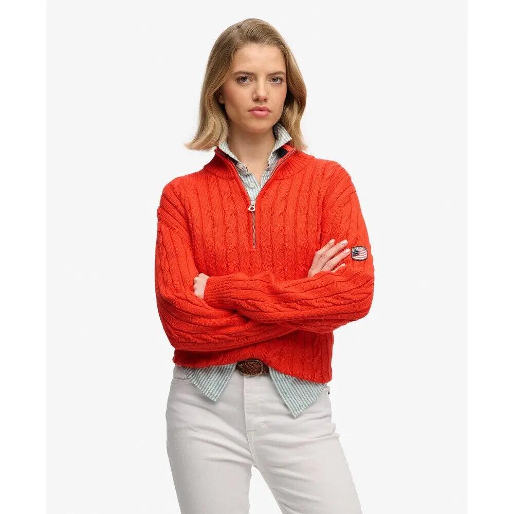Damen lässiger Strickpullover mit halbem Reißverschluss Superdry 3/6