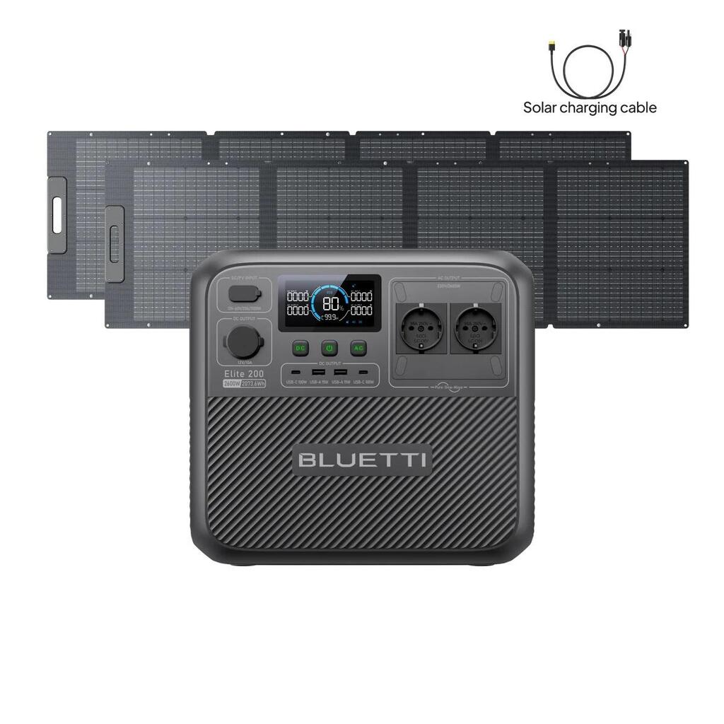 Elite 200 V2 BLUETTI Portable Power Station+PV200 panels*2 2073Wh for Camper