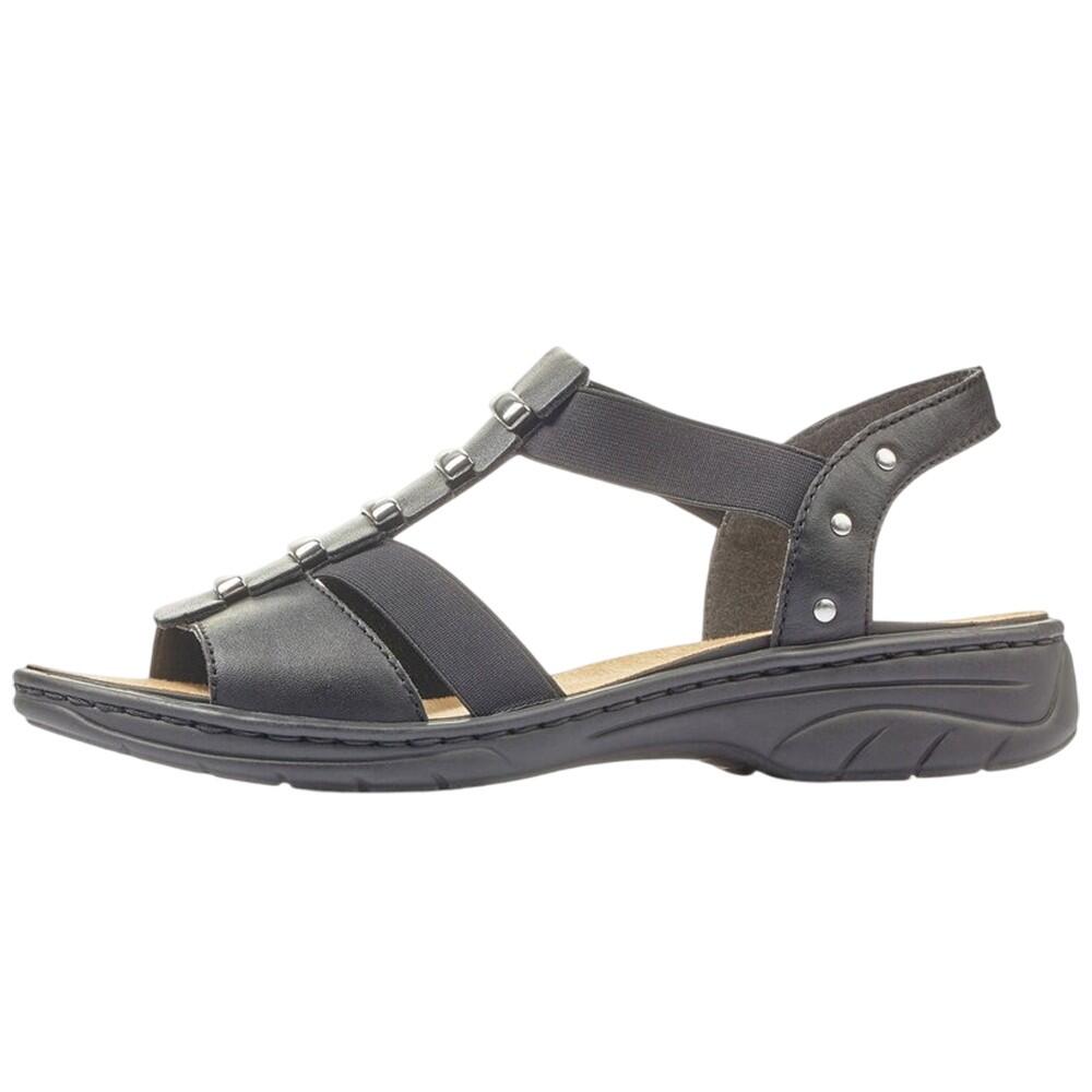 Dames Romeinse Leren Sandalen (Zwart) 3/4
