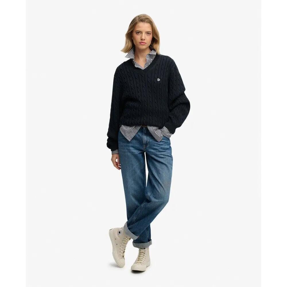 Pull à câbles Col V oversize femme Superdry 2/5