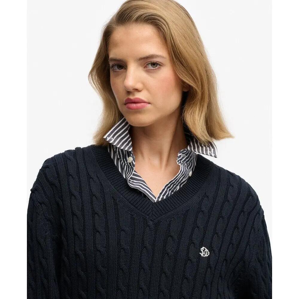 Pull à câbles Col V oversize femme Superdry 5/5