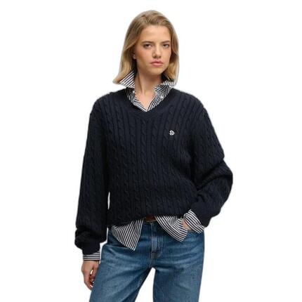 Pull à câbles Col V oversize femme Superdry