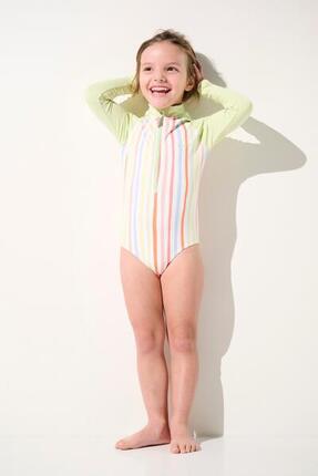 Maillot de bain 1 pièce manches longues anti-UV Fille, Multicolore, Flores