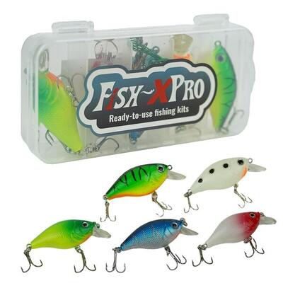 Fish-xpro pluggen set 5-delig met staaldraad en tacklebox roofvis