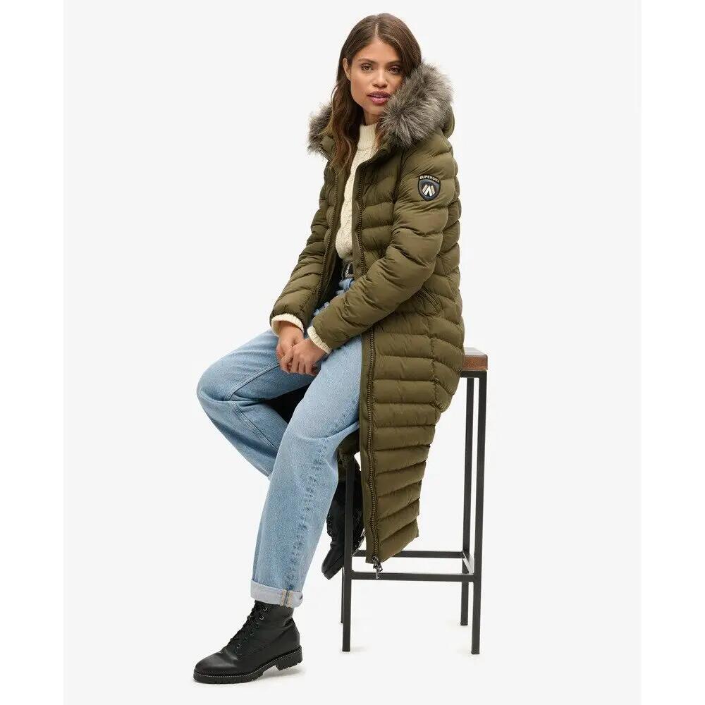 Lange Steppjacke mit Kapuze aus Kunstfell für Damen Superdry Fuji 3/7