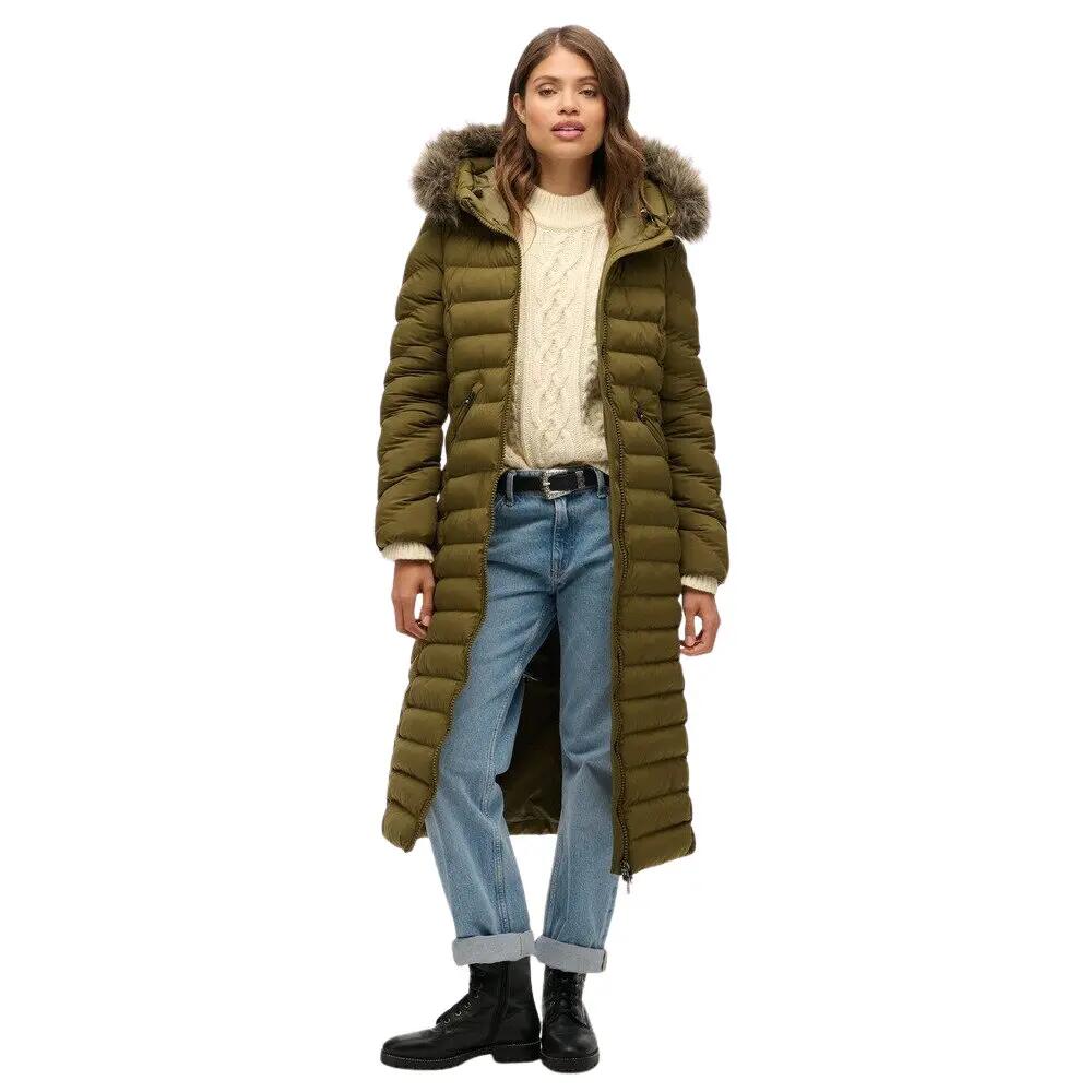 Lange Steppjacke mit Kapuze aus Kunstfell für Damen Superdry Fuji 2/7