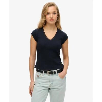 V-hals t-shirt met kant vrouwen superdry athletic essentials