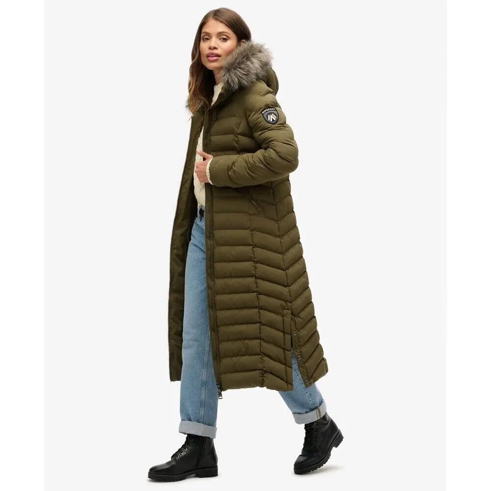 Lange Steppjacke mit Kapuze aus Kunstfell für Damen Superdry Fuji 5/7