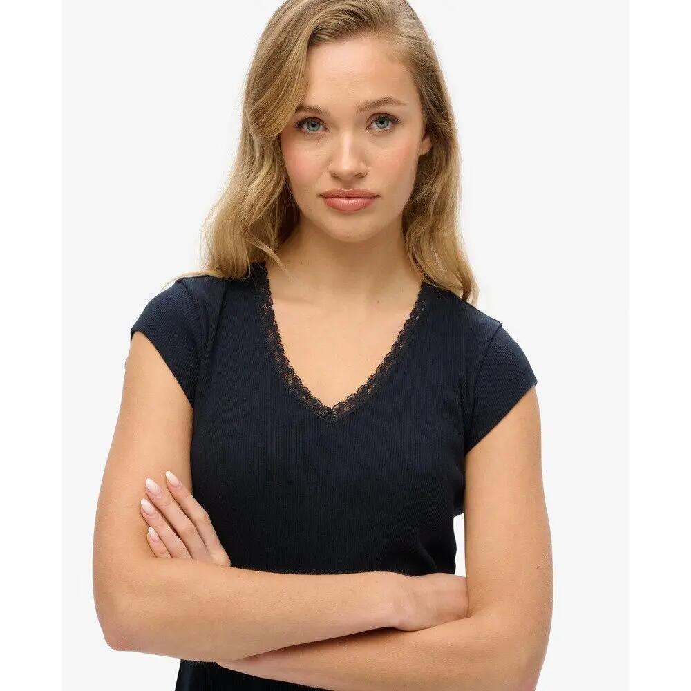 T-shirt col V et liseré en dentelle femme Superdry Athletic Essentials 4/4