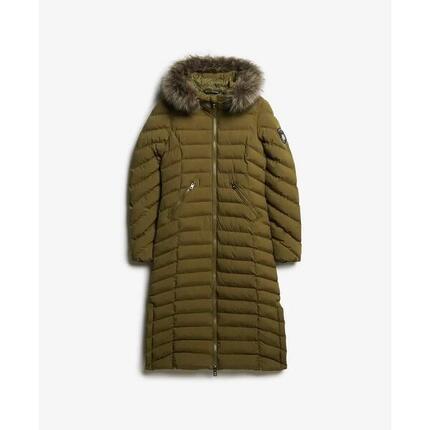 Lange Steppjacke mit Kapuze aus Kunstfell für Damen Superdry Fuji