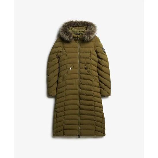 Lange Steppjacke mit Kapuze aus Kunstfell für Damen Superdry Fuji