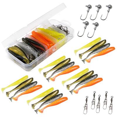 Fish-xpro softbait set 36-delig met tacklebox baars snoekbaars snoek